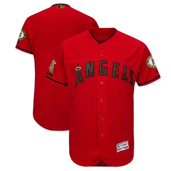 Men's Los Angeles Angels Blank Red 2018 Memorial Day Flexbase Stitched MLB Jersey